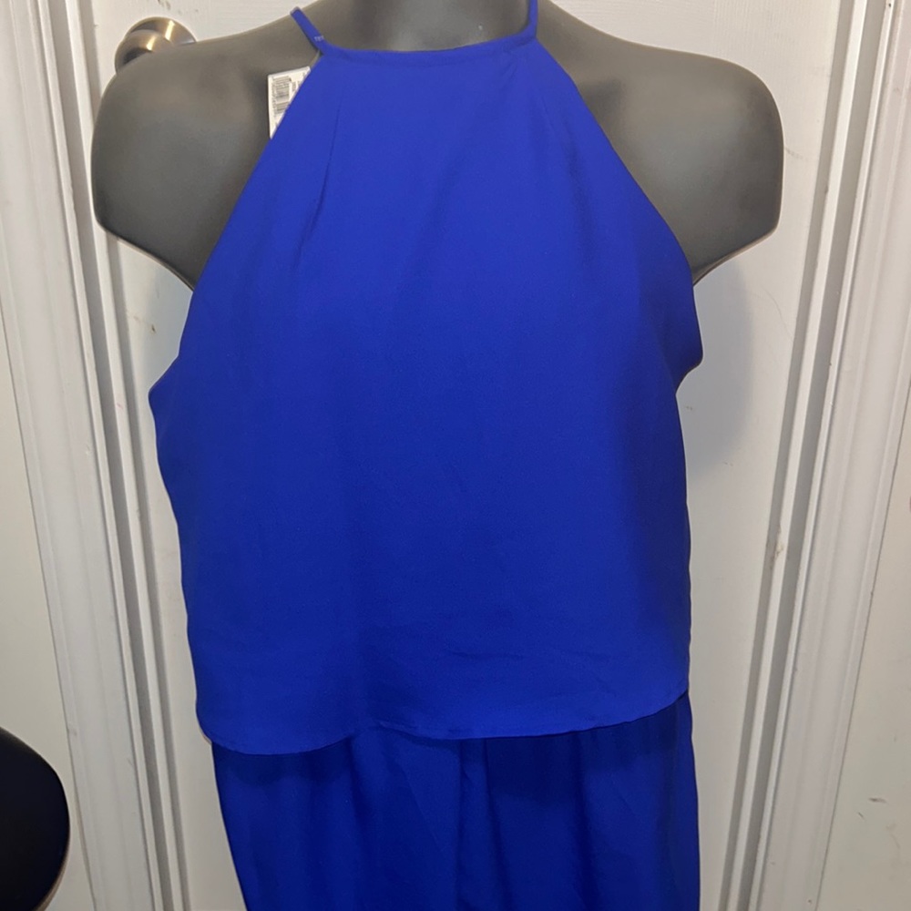 Blue Polyester Jumpsuit 1x *small stain on leg see pics*